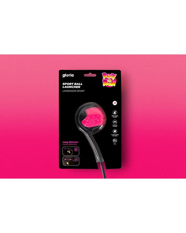 Gray Gloria dog ball launcher made of durable polypropylene and TPR, designed for interactive play with dogs.