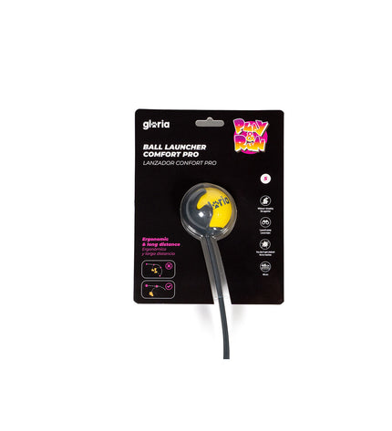 Gloria yellow dog ball launcher made of polypropylene and TPR, compact size, durable pet accessory for dogs.