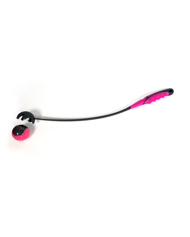 Pink Gloria dog ball launcher made of polypropylene and TPR, designed for easy play and fetch with dogs.