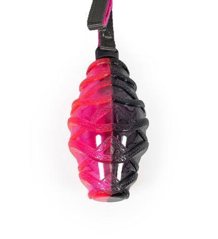 Gloria dog ball launcher in gray and pink made of TPR rubber, suitable for dogs, rugby-shaped, medium size.