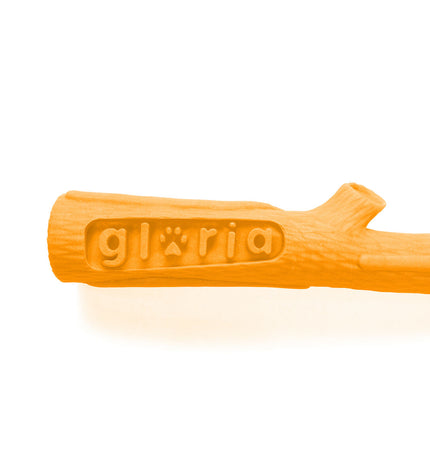 Orange Gloria dog chew toy made of durable material, designed for dogs to chew and play with comfortably.