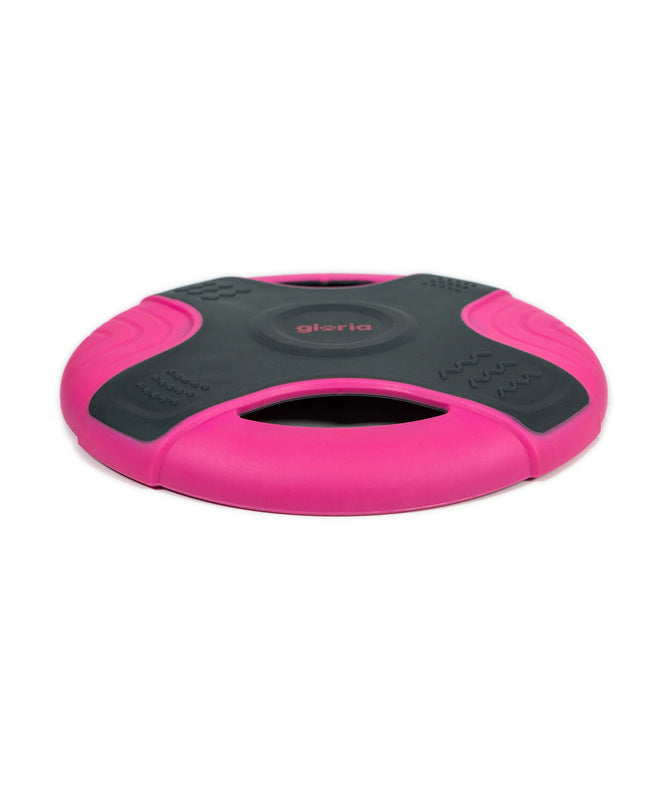 Pink Gloria TPR Frisbee for dogs, 25 cm, durable dog toy suitable for outdoor play and fetch activities.