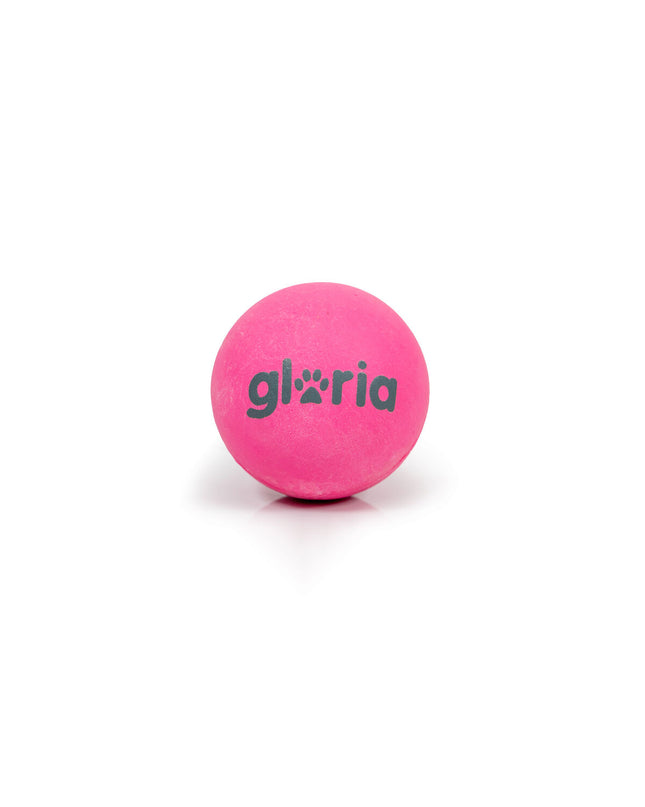 Gray Gloria Play and Run dog toy ball made of foam and TPR material, designed for dogs to chew and play.