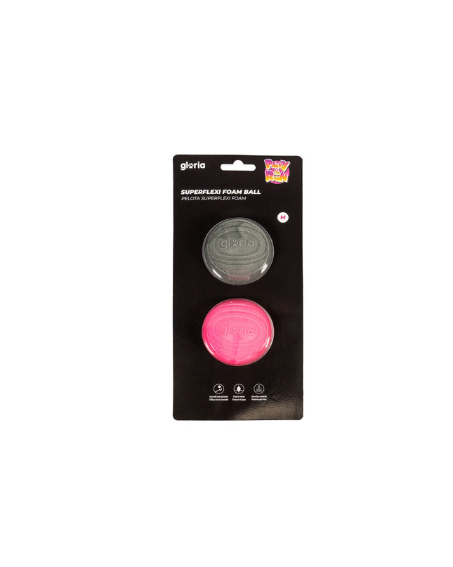 Pair of Gloria Play and Run dog toys in gray foam TPR, 6.35 cm diameter, designed for active pets.