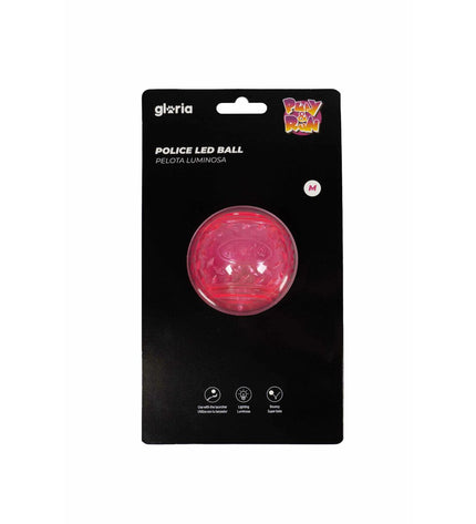 Pink Gloria PLAY AND RUN dog toy ball made of TPR, 6.35 cm diameter, designed for pets and dogs.