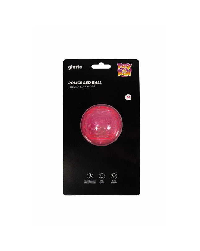 Pink Gloria PLAY AND RUN dog toy ball made of TPR, 6.35 cm diameter, designed for pets and dogs.