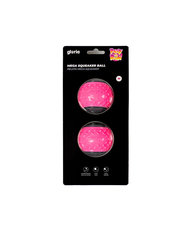 Pink Gloria Play and Run dog toys, TPR material, 6.35 cm size, set of two for dogs, durable pet toys from Gloria.