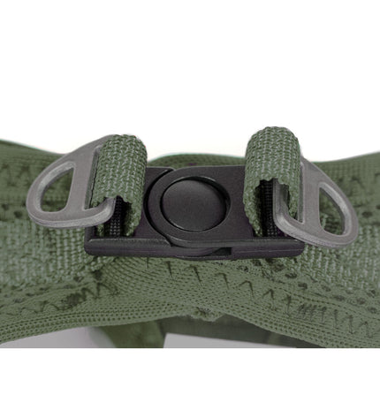 Green Gloria dog harness for small breeds, adjustable 28-28.6 cm, suitable for XXS dogs, made for comfortable control.