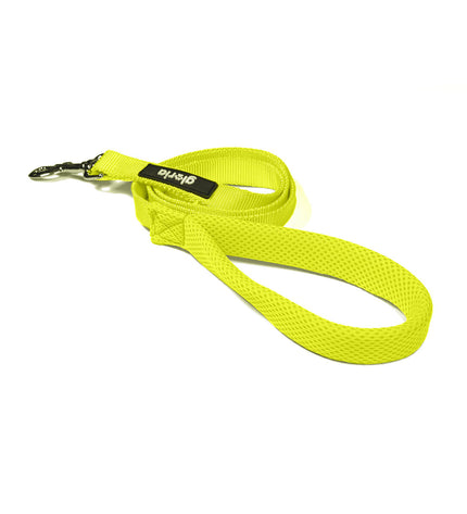 Yellow Gloria dog leash featuring a sturdy nylon design, ideal for secure and comfortable walks with your pet.