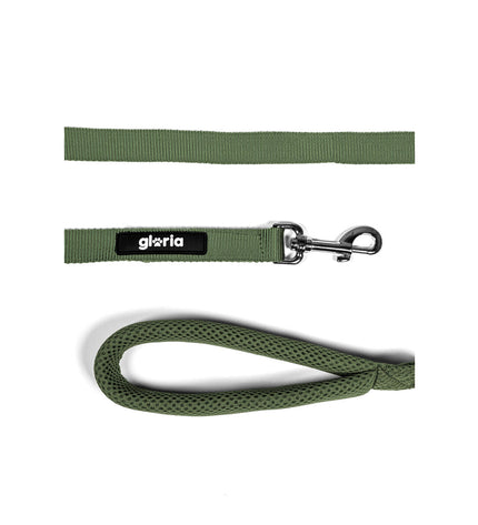 Green Gloria dog leash, 120 cm long, made of durable material, suitable for walking and training dogs.