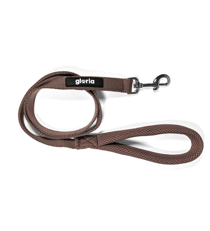 Brown Gloria dog leash 120 cm with padded handle, made for comfortable walking and control for small dogs.