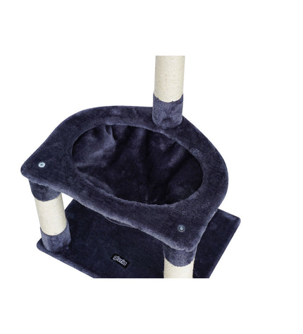 Gloria Krabpaal voor katten, beige sisal-covered scratching post with multiple platforms and a cozy hideaway for cats.