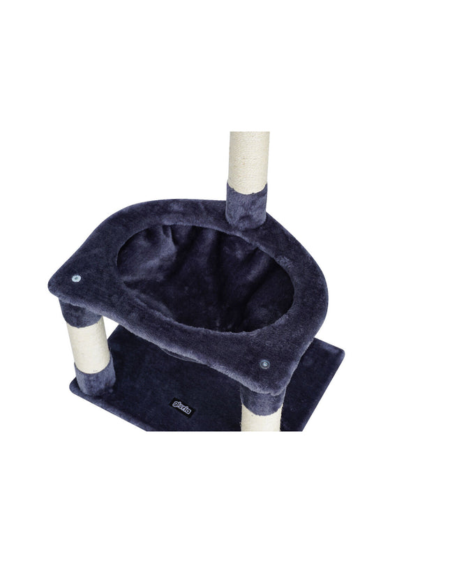 Gloria Krabpaal voor katten, beige sisal-covered scratching post with multiple platforms and a cozy hideaway for cats.