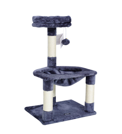Gloria Krabpaal voor katten with multiple platforms and sisal scratching posts in a cozy home setting.
