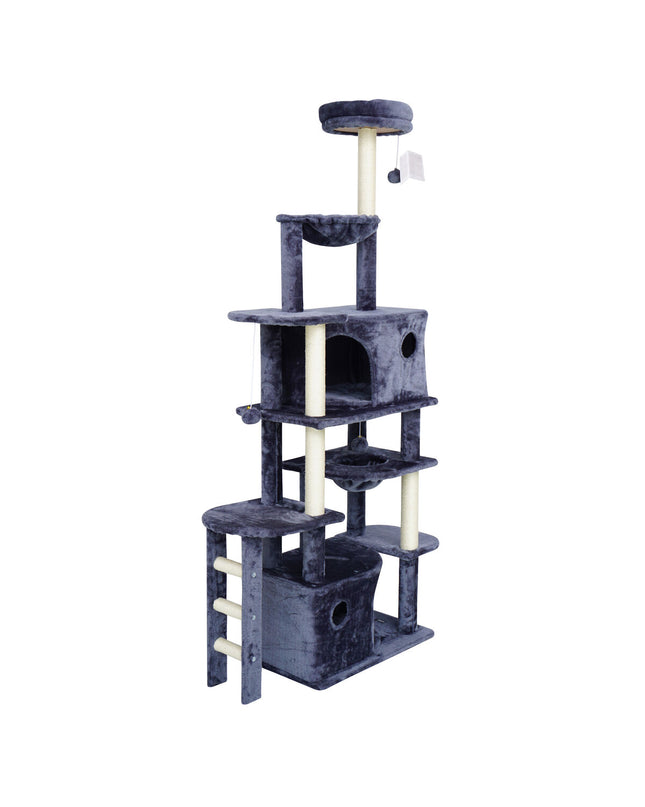Gloria Yamuna cat scratching post with multiple platforms and sisal-covered scratching surfaces, designed for feline entertainment and exercise.