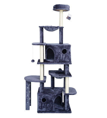 Gloria Yamuna cat tree with multiple platforms, scratching posts, and cozy resting spots for cats to play and relax.