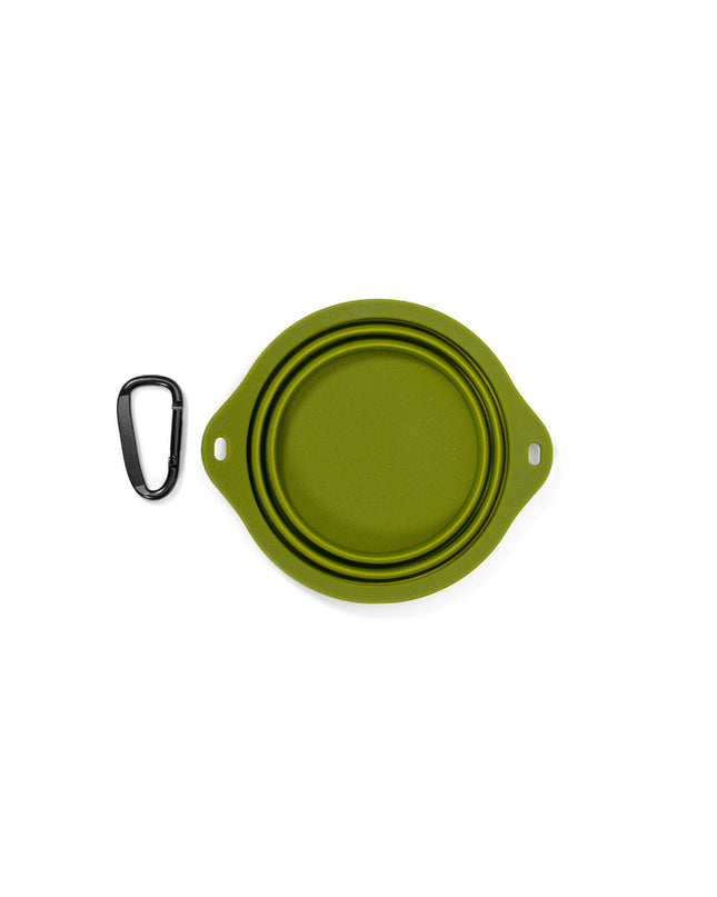 Gloria green foldable silicone and aluminum dog water bowl with 550ml capacity, portable and lightweight for pet hydration.