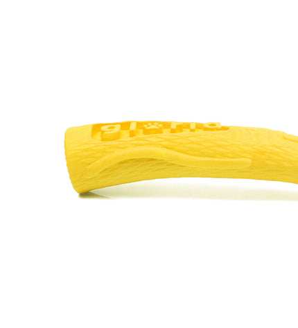 Yellow dog chew toy from Gloria, designed for dogs, made of durable material, with a textured surface for chewing and play.