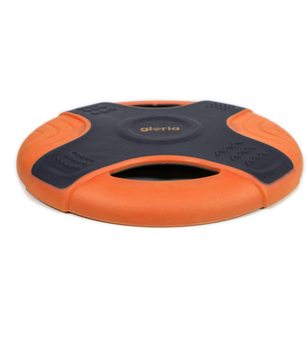 Orange Gloria Frisbee for dogs, 25 cm TPR disc, suitable for outdoor play and fetch with pets.