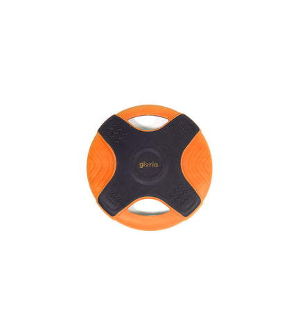 Orange Gloria Frisbee TPR dog toy, 25 cm, flexible and durable for fetch games with dogs.