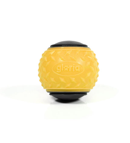 Gloria PLAY AND RUN yellow TPR dog balls, 6.35 cm, set of 2, pet toys for dogs, durable and colorful.