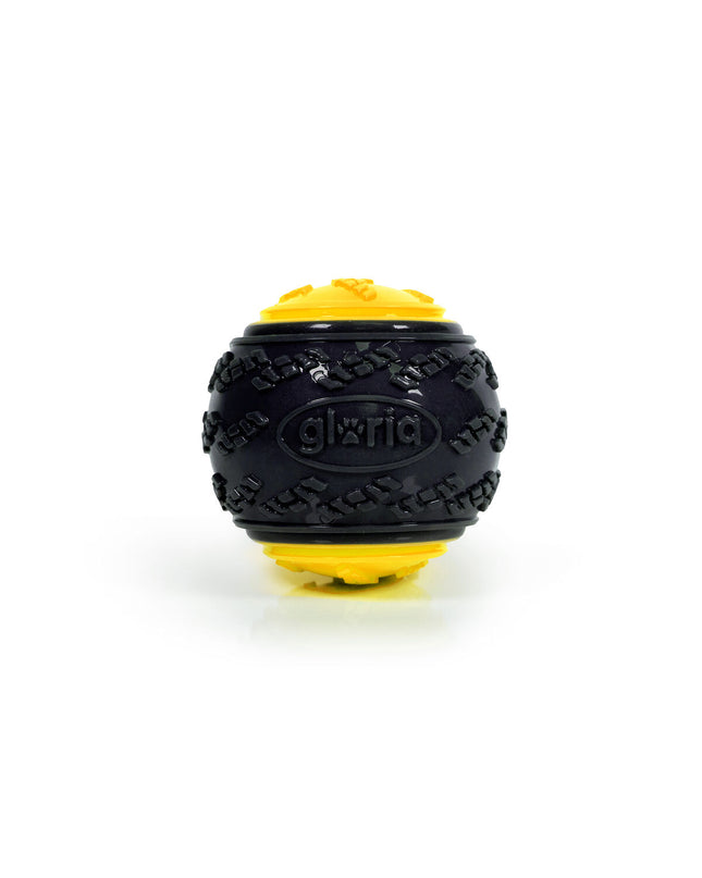 Gloria PLAY AND RUN yellow TPR dog toy ball for pets, 8.89 cm diameter, durable pet product for dogs