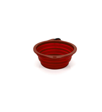Foldable Gloria silicone and aluminum dog food bowl with 550 ml capacity, featuring a colorful animal design.