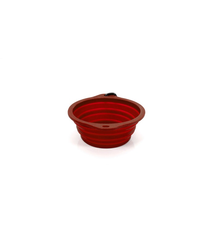 Foldable Gloria silicone and aluminum dog food bowl with 550 ml capacity, featuring a colorful animal design.