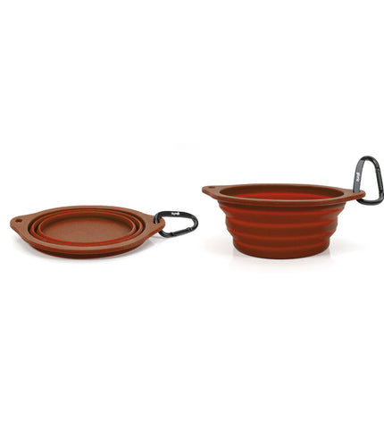 Foldable Gloria dog food bowl made of silicon and aluminum, 550 ml capacity, featuring a colorful animal design.