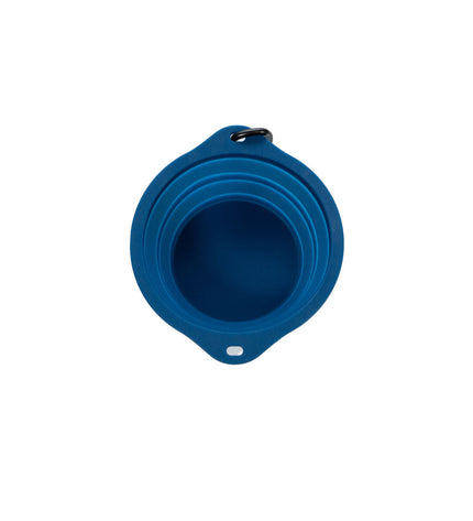 Blue collapsible dog water bowl by Gloria, made of silicone and aluminum, with a 550 ml capacity, suitable for pets.