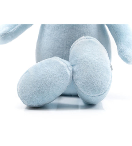 Blue dog plush toy by Gloria Otto, made of polyester and polypropylene, designed for dogs to cuddle and chew.