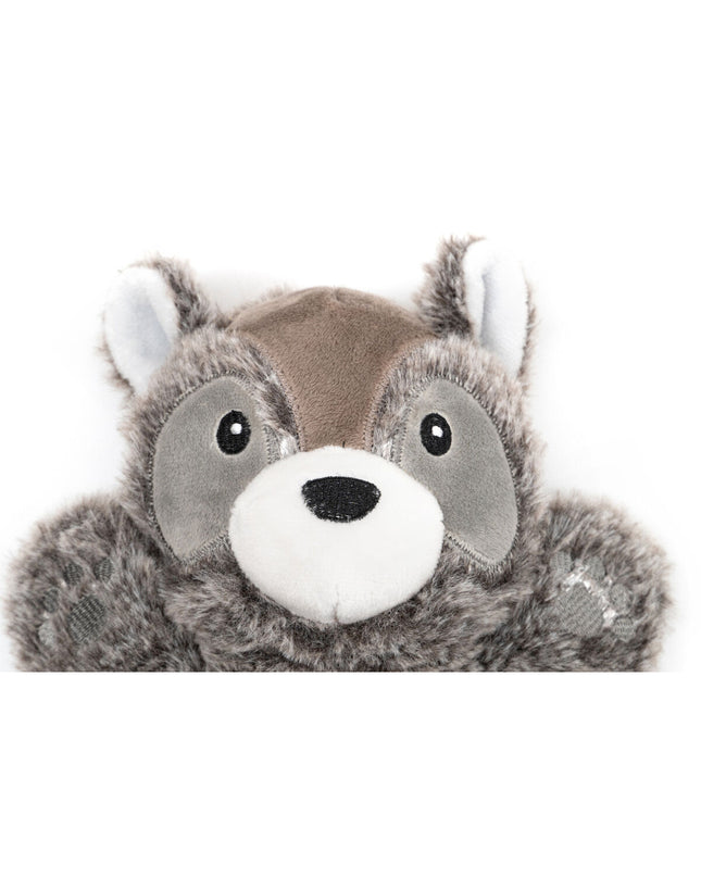Gray Gloria dog plush toy made of polyester and polypropylene, soft and durable for playful dogs.