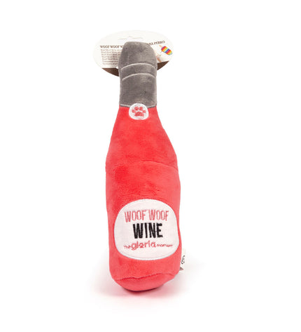 Gloria Woof Woof Wine roze hondenknuffel van polyester en polypropyleen, zachte speelgoedknuffel voor honden.