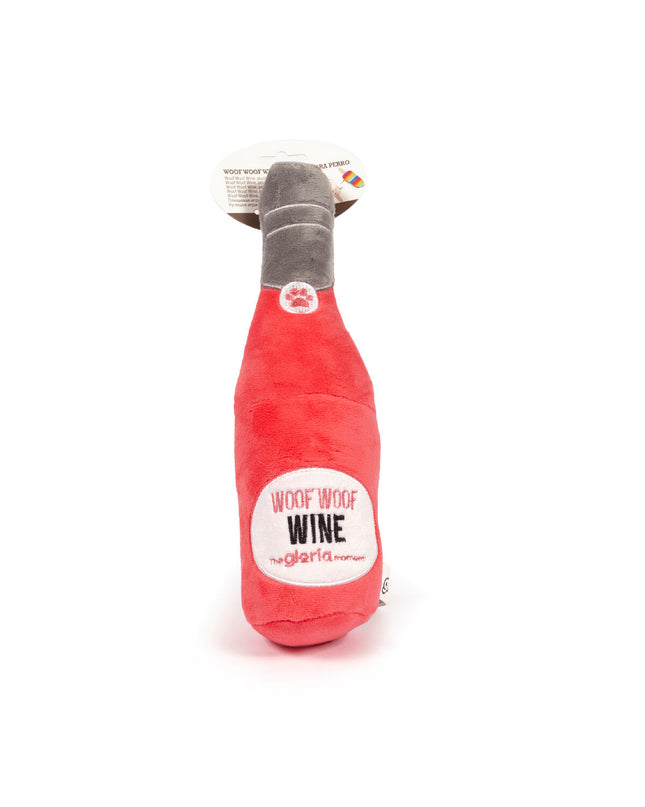 Gloria Woof Woof Wine roze hondenknuffel van polyester en polypropyleen, zachte speelgoedknuffel voor honden.