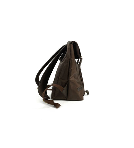 Brown Gloria pet backpack designed for dogs, featuring a sturdy build and adjustable straps for comfortable carrying.