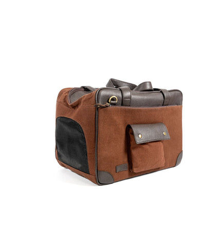 Gloria huisdierenhandtas in bruin for dog accessories, featuring a stylish pet carrier with handle and zipper closure.