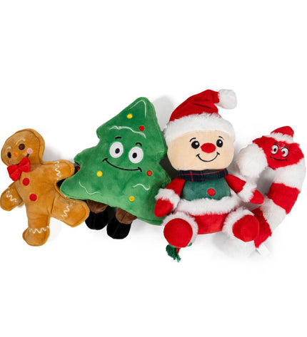Gloria Christmas Candy dog plush toy in white and red for dogs, soft stuffed animal for holiday play and comfort.