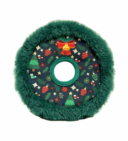 Green Holly Christmas dog plush toy by Gloria, soft and festive, designed for dogs to cuddle and play during the holidays.