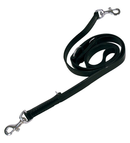Black Gloria dog leash with durable nylon strap and metal clasp, ideal for walking and controlling medium to large dogs.