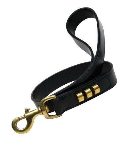 Black Gloria dog leash, 2.5 x 60 cm, durable nylon, shown laid out with metal clip and handle for secure walking.