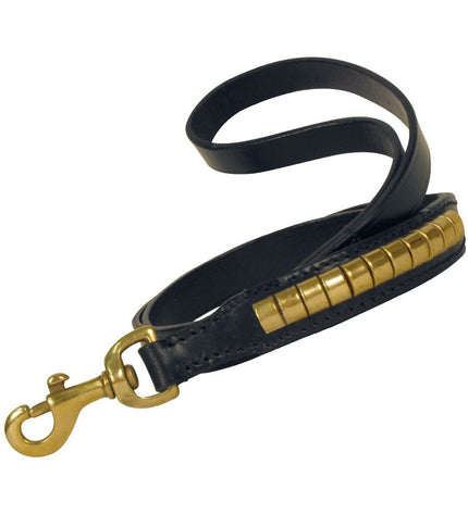 Black Gloria dog leash, 110 cm long, with sturdy design for dogs, shown in a natural setting with a clasp attachment.