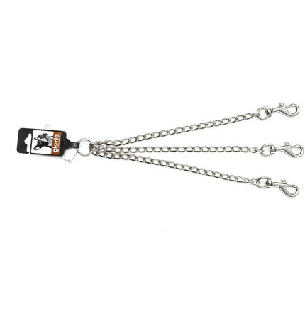 Gloria 3mm x 38cm dog leash connector for three-hound leash, made of durable metal with a silver finish.
