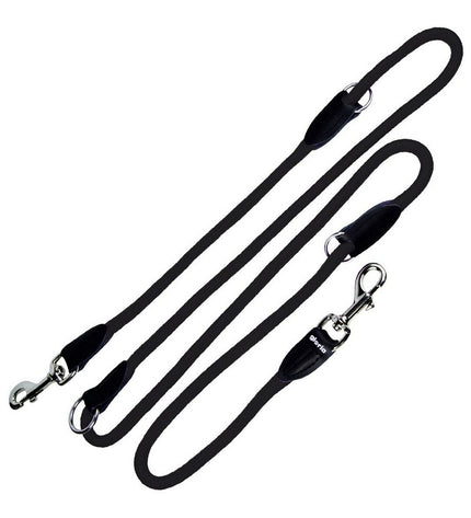 Black Gloria dog leash, 200 cm long, made of durable material, suitable for walking and training dogs.