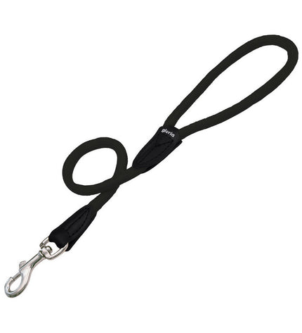 Black Gloria dog leash, 120 cm long, with sturdy handle and clip for secure walking of pets, designed for dog owners.