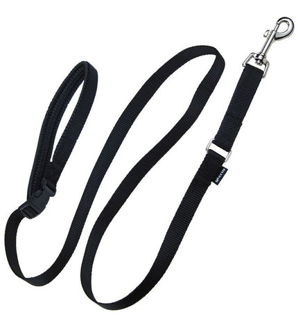 Black Gloria dog training band, 2 cm by 2 m, durable nylon leash for walking and training dogs.