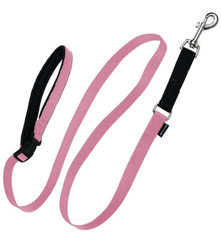 Pink Gloria dog training band, 2cm x 2m, durable nylon leash for walking and training dogs.