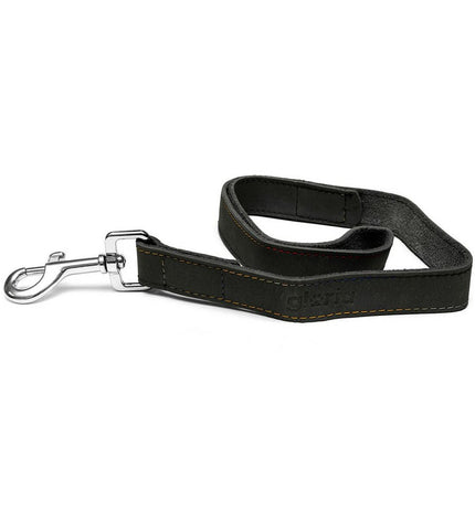 Black Gloria Oasis dog leash, 1.5 x 100 cm, shown laid out with metal clip and durable nylon material.