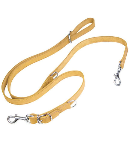 Yellow Gloria Oasis dog leash, 2.1 x 200 cm, made of durable material, shown laid out on a surface.