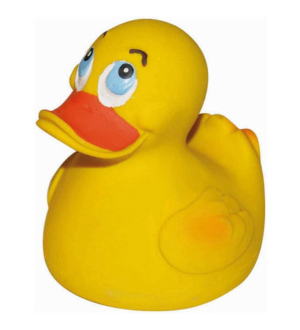 Set of 18 Gloria latex duck dog toys with soft, colorful animal-shaped chew toys for dogs.