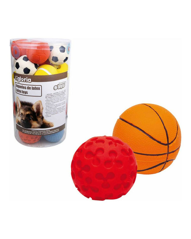 Set of 18 Gloria latex dog toys for puppies, featuring colorful animal-shaped plush and rubber balls for playful canine fun.